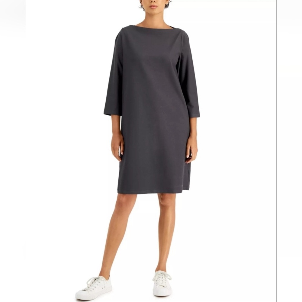 Washable Stretch Crepe Shift Dress Size M